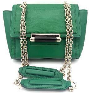 Diane von Fürstenberg DVF 440 Mini Shoulder Bag Emerald Green Leather Chain